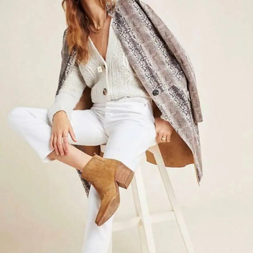 Blank NYC Snake Charmer Vegan Suede Jacket Duster Animal Print Boho Western‎
